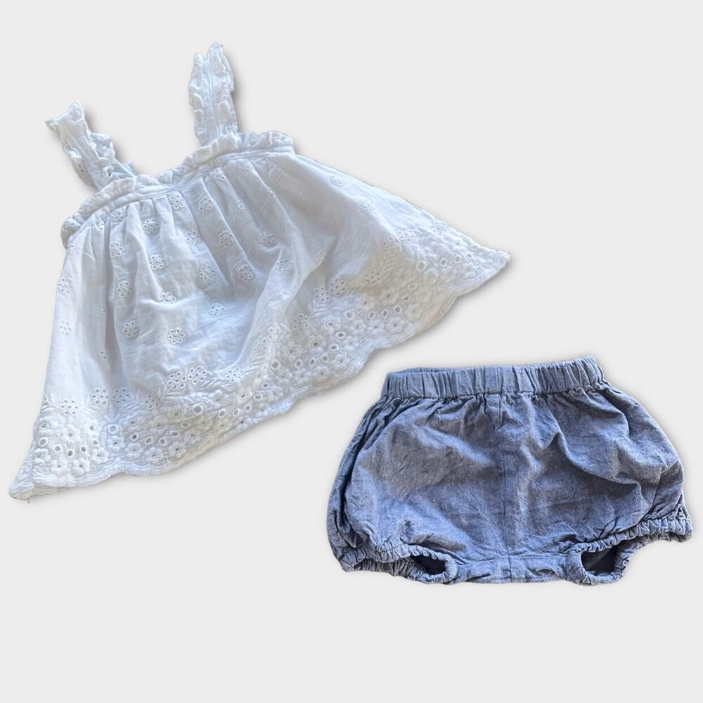 TAHARI Baby 2Pc Tank Top & Bloomer Set 6–9M Eyelet Detail Summer Outfit